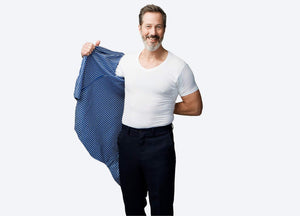 Svettsäker t-shirt med unik svettskydd - herr Slim fit v-hals vit